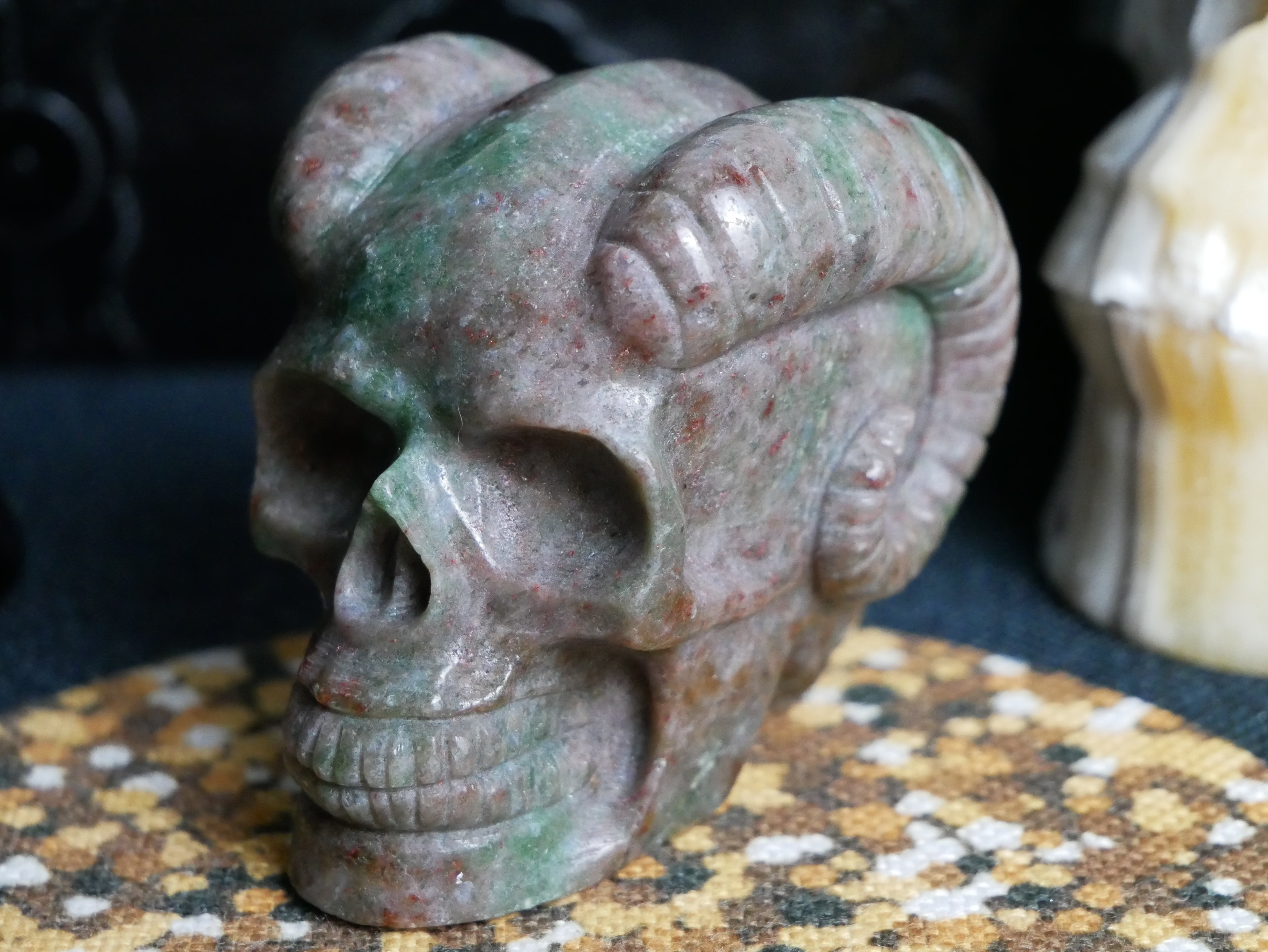 Ocean Jasper Skull w/ Horns